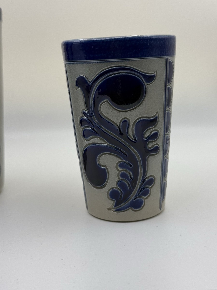 GOEBEL Merkelbach Salzglasur W. Germany Salt Glaze Cups Blue Gray