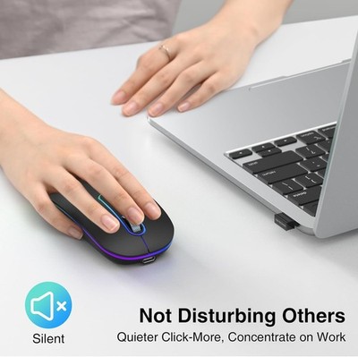 Cimetech Bluetooth Maus kabellos (Bluetooth 5.1 + USB 2,4 GHz) LED Dual Mode