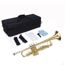 Drop B Tone Adjustable Trumpet Set, Golden, with Gloves and Case