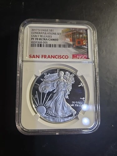 2017-S $1 SILVER AMERICAN EAGLE Congratulations Set NGC PF70 Early Release Cable