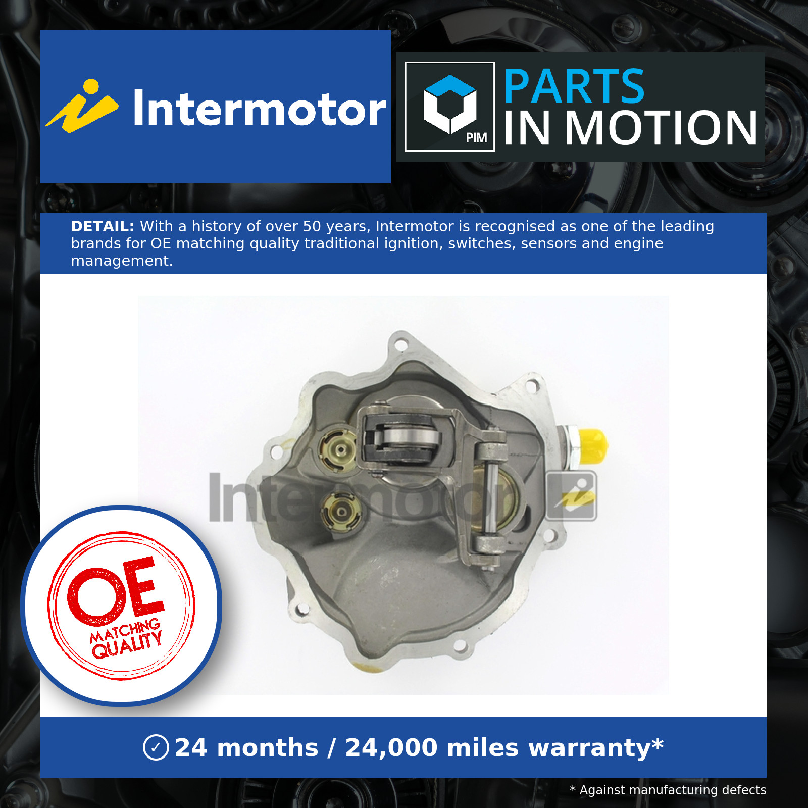 Vacuum Pump fits MERCEDES 308D 602 2.3D 91 to 96 OM601.940 Intermotor 0002301765