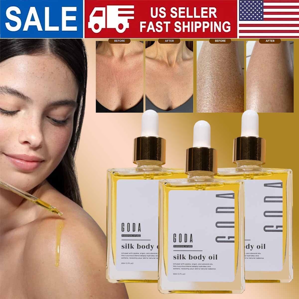 1-3Pcs GODA Silk Body Oil, Silk Body Oil, Bath & Shower Oil Smooth
