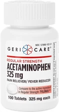 GeriCare Regular Strength Acetaminophen Pain Relief 100 Count (Pack of 1) 