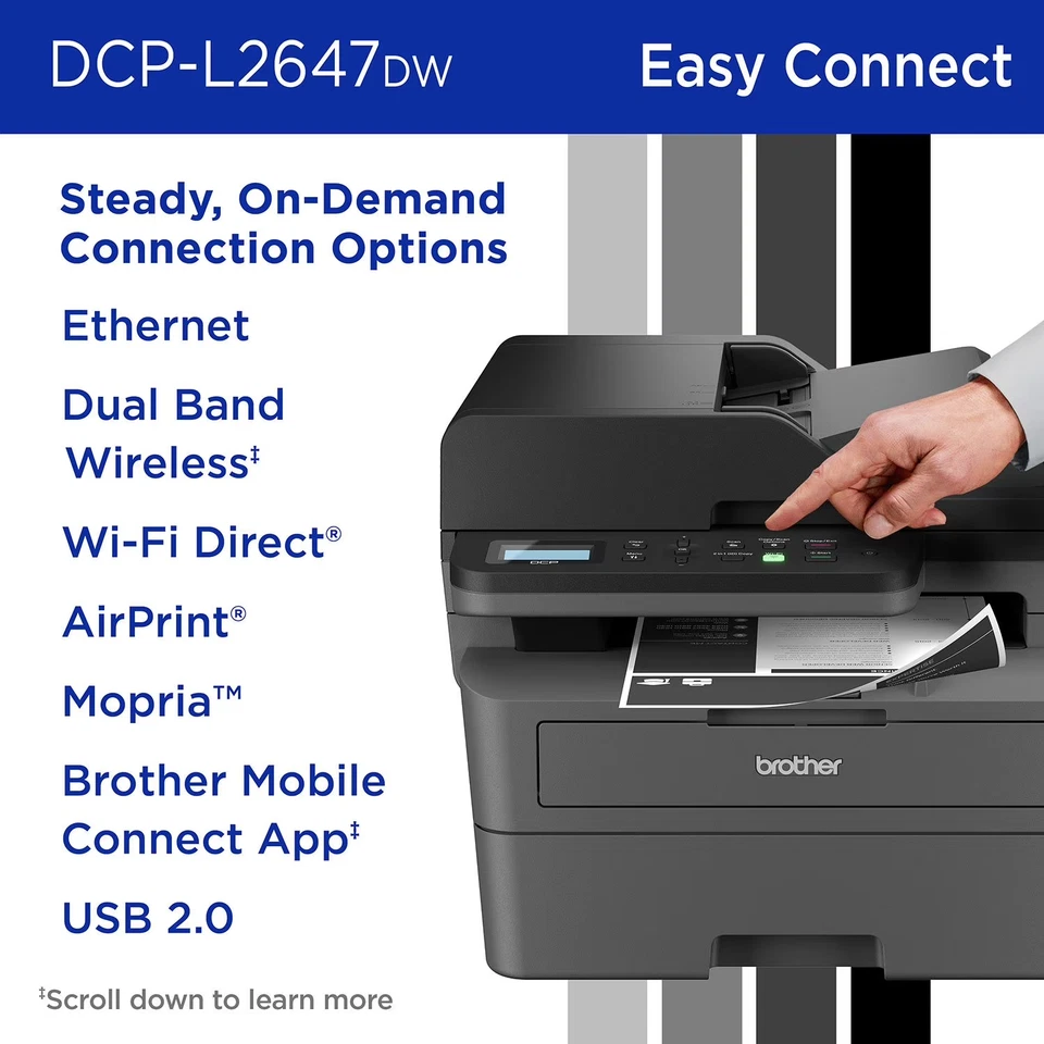 Impresora láser monocromática inalámbrica multifunción Brother DCP-L2647DW nueva Foto 3 de 4
