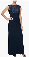 Alex Evenings MATTE JERSEY EMPIRE DRESSSequin Lace Bodice With Cowl Back Size 12
