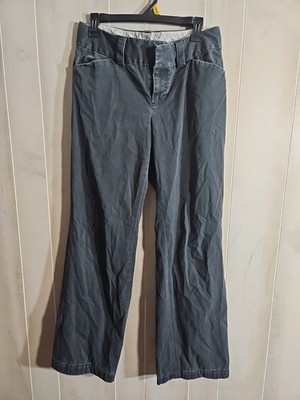 Womens Sz 8 Long Curvy Gap Y2K Wide Leg Cotton Chino Pants Gray Super Soft