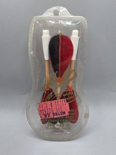 Vintage KWIZ Set Of 3 Wooden Stems/ Feather Flights - Red and Black