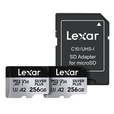 256GB 2Pack Silver Plus Micro SD Card, 205MB/s Read, 4K, V30, UHSI
