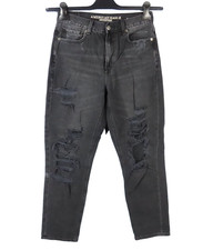 AMERICAN EAGLE OUTFITTERS Faded Black Gray DESTROYED MOM JEANS High Rise 6 R