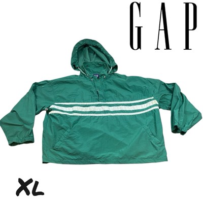 Vintage Gap Anorak Jacket Mens Medium Green 1990s Windbreaker Pullover