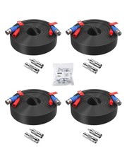 ZOSI 4 Pack 100ft 30M All-in-One Video Power Cables,BNC 100FT, Black-100FT