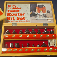 18 Pc Carbide-Tipped Router Bit Set for Cutti...