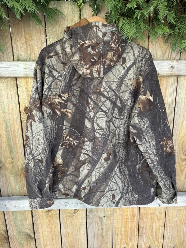 Chaqueta con Capucha Vintage WOOLRICH REALTREE HARDWOODS 100% Lana Talla L Para Hombres Camuflada Cremallera Foto 2 de 4