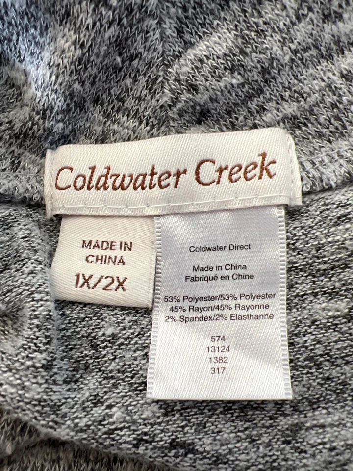Coldwater Creek Poncho Suéter Talla Grande 1X/2X Capucha Cuello Pullover Gris Acogedor Tejido Foto 3 de 4