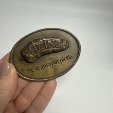 HEINZ We've Got Your Pickle Slogan Promo Belt Buckle Vtg 1970s HJ Heinz  .NOX581