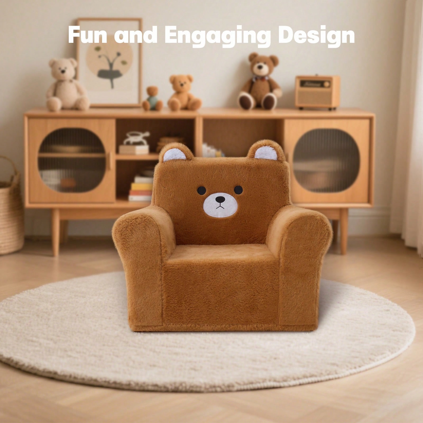 Square Toddller Chair, Comfy Foam Kids Armchair With Reading -Zenga