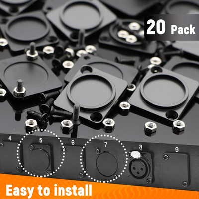 20 Pack Panel-Mount Blank Plate D-Series Zinc Alloy Rack Mount Plate Chassis XLR