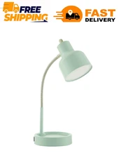Mainstays LED Desk Lamp with Catch-All Base & AC Outlet, Matte Mint Green