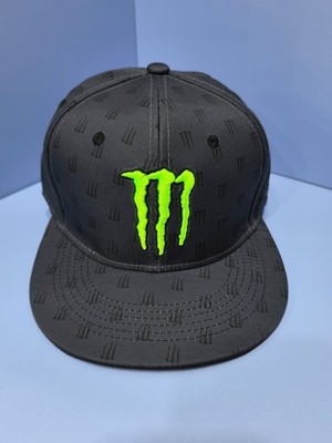 Monster Energy Black Adjustable Flat-Brim Cap with Full Embroidered Logo