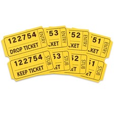 2000 Pcs 50/50 Yellow Raffle Tickets, Large Bold Numbers Double Tickets for R...