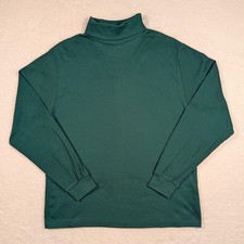 Vintage Eddie Bauer Shirt Mens XL Green Turtleneck Long Sleeve USA Made 90s