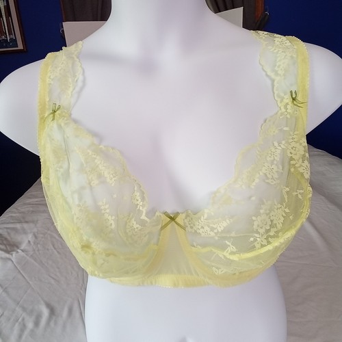 Adore Me NWT Yellow Mesh Lace Semi-Sheer Underwire Demi Bra Size 40I New $57.95