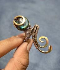 Multi Fire Labradorite Ring Two Tone Copper Wire Wrapped Ring Adjustable Ring