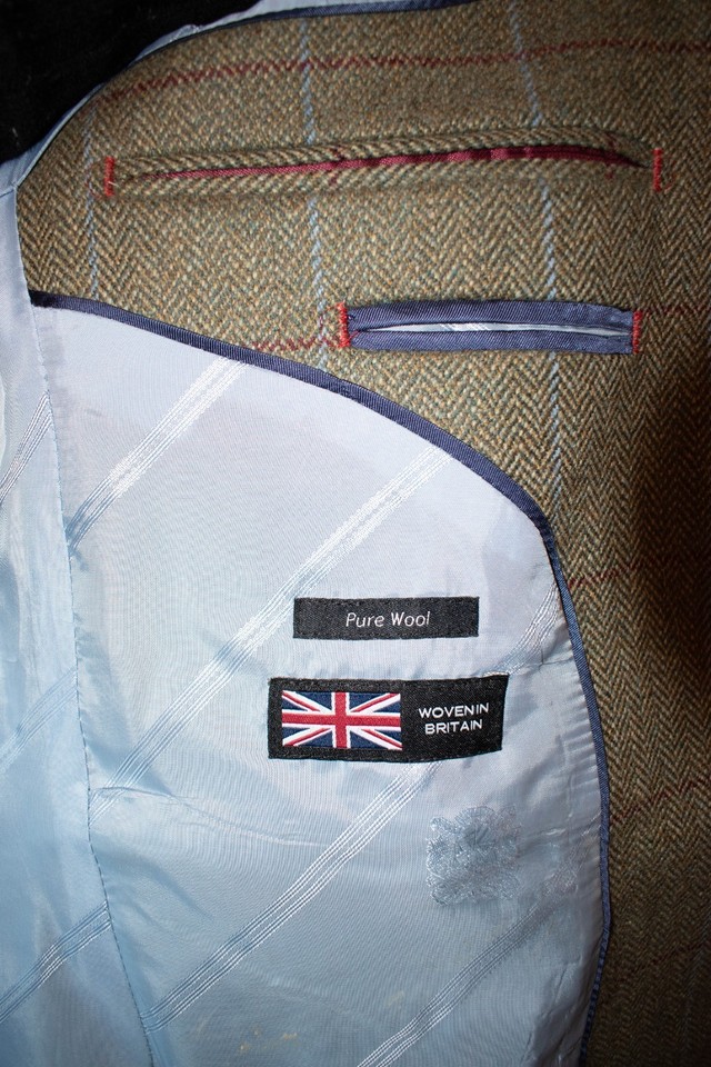 Austin Reed Country Gentleman Jacket Khaki Check British Wool Size 42S ...