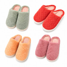 Womens Mens Fuzzy Slippers Warm Plush House Shoes Soft Indoor Winter Slip On