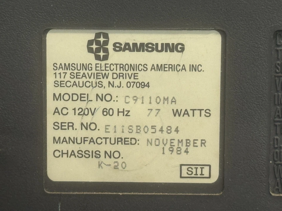 Televisor Samsung C9110ma K-20 1984 vintage funciona muy bien carga de video pronto Foto 4 de 4