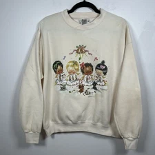 VTG 90s Christmas Angels Giordano Art Crewneck Sweatshirt Unisex Large Made USA