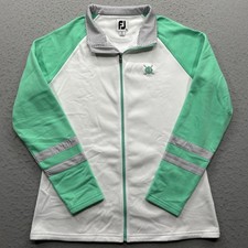 FootJoy FJ Women's Size Medium White Green Full Zip Activewear Jacket Golf