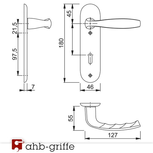 Hoppe Türdrücker New York Kurzschild BB Alu natur F1 Türbeschlag Türgriff Klinke - Bild 4 von 4