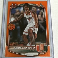 Shelton Henderson 2025-26 Bowman Basketball Orange Paper /25 Miami Hurricanes