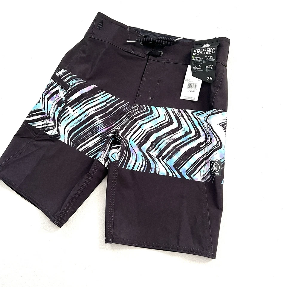 NWT Volcom Macaw Mod Tech Boy Board Shorts Swim Trunks Black Swimsuit 25 / 10 - Image 2 of 4
