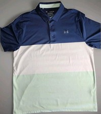 UNDER ARMOUR PLAYOFF POLO MENS SIZE XL Blue White & Green