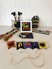 Halloween Wood Wall Decor Set Multicolor Hocus Pocus Quote Signs  Garland