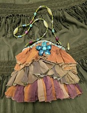 New Mary Frances Retired "Rock My Soul" Purse, Turqoise Beaded  Ruffled NICE   