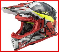 CASCO HELMET DA MOTO CROSS ENDURO MOTARD QUAD LS2 MX437 FAST EVO CRUSHER ROSSO