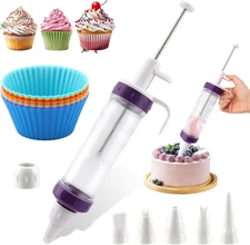 Dessert Decorating Sy-Ringe Set, Icing Dispenser Tool with 5 Icing Nozzles,2 Con