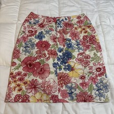 Vintage 90  s Liz Claiborne Floral Cotton 5 Pocket Skirt Size 6