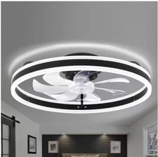 Oaks Aura 20in. LED Indoor Black Bladeless Low Profile Ceiling Fan Flush Mount