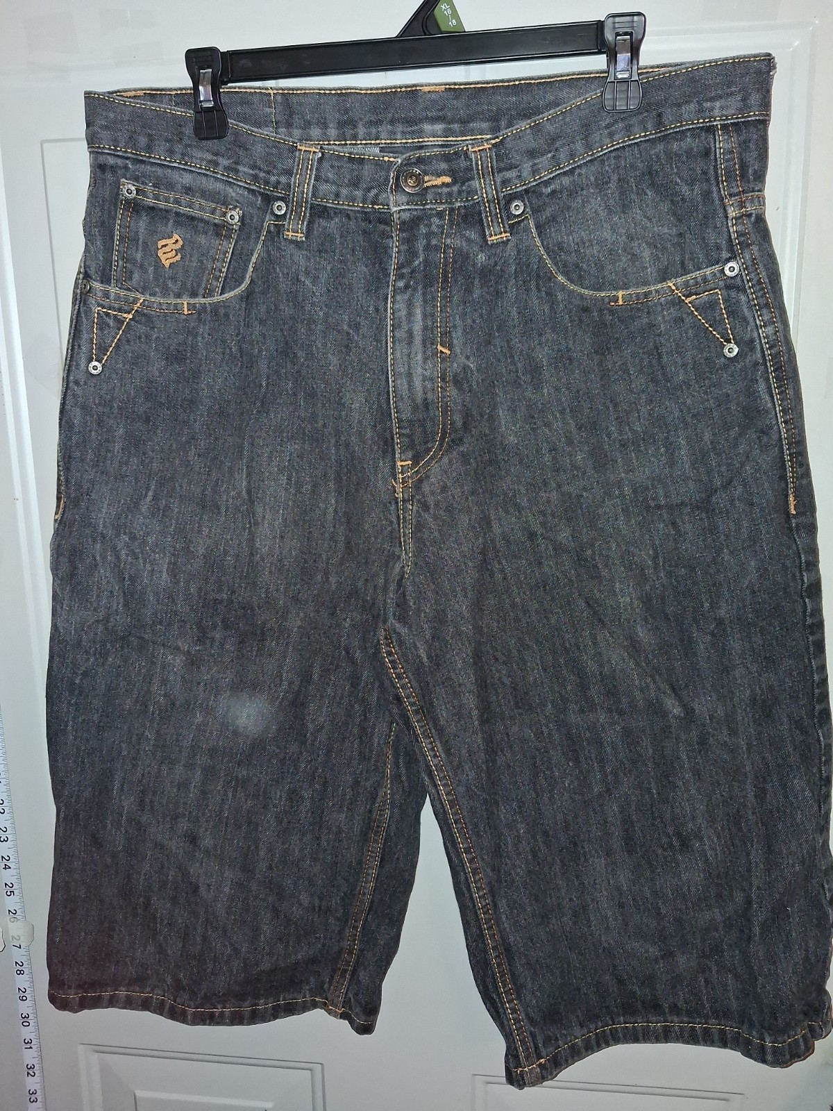 Rocawear Denim Shorts Mens 38 Dark Wash Y2K Hip Hop Baggy Jorts Logo