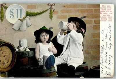 39806925 - Children Drink Beer Keg Beer Mug 1905