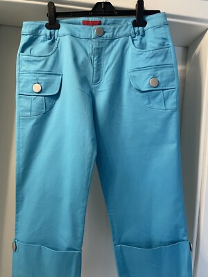 Türkis  7/8 Hose Stretch Gr.44  LESKA,S mit großen Knöpfen mit Bein Umschlag