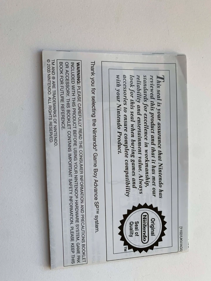GBA SP Game Boy Advance SP System Instruction Booklet Book Manual English - Image 2 of 2