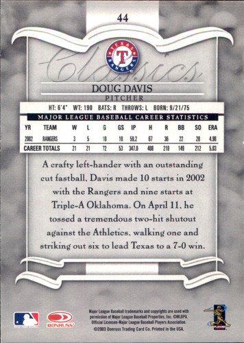 2003 Donruss CLASSICS #1 - #98 ⚾ YOU PICK YOUR FAVS 🧢 MLB BASEBALL CARDS - Picture 85 of 179