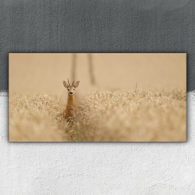 Hirsch im Weizenfeld 100x50 Canvas Wandbild Leinwand Wandbilder