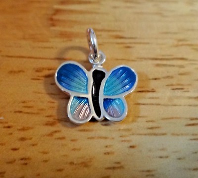 Sterling Silver 14x15mm several different Blues and Pink Enamel Butterfly Charm
