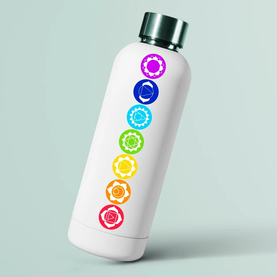 7 Pack Chakra Sticker Chart Circle StickersDecal Wicca Yoga Hindu Aum Om Mandala Foto 2 de 2